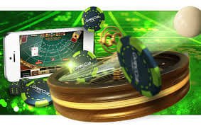 Kartu fitur sboslot99 dengan nuansa kaca hijau